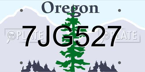 7JG527 Oregon License Plate