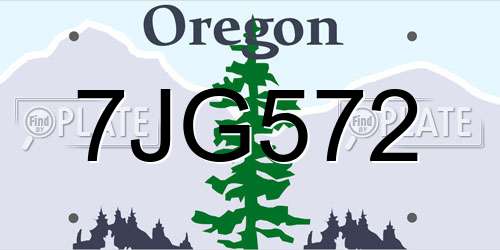 7JG572 Oregon License Plate