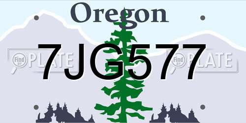 7JG577 Oregon License Plate