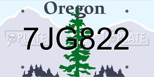 7JG822 Oregon License Plate