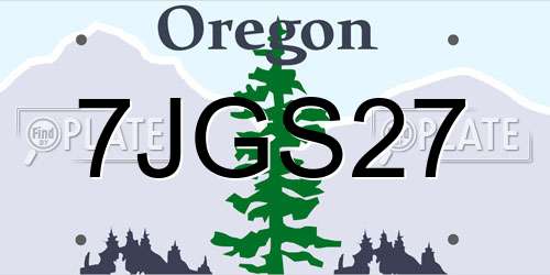 7JGS27 Oregon License Plate