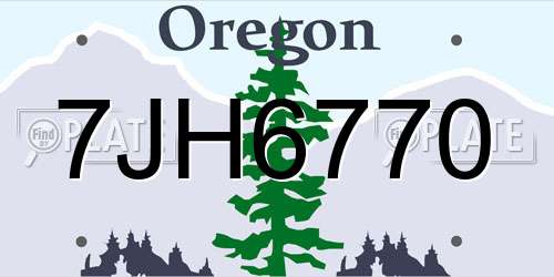 7JH6770 Oregon License Plate