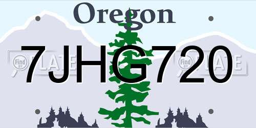 7JHG720 Oregon License Plate