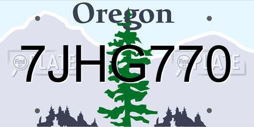 7JHG770 Oregon License Plate