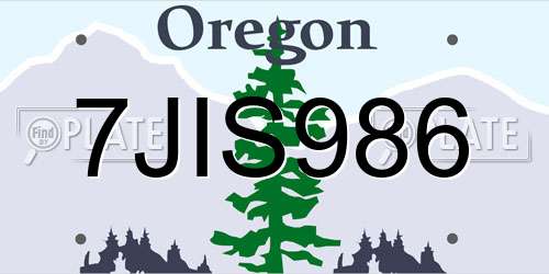 7JIS986 Oregon License Plate
