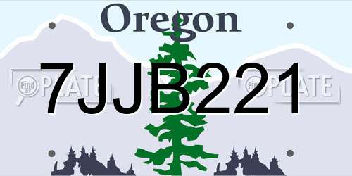 7JJB221 Oregon License Plate