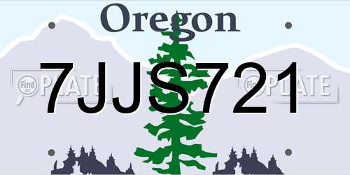 7JJS721 Oregon License Plate