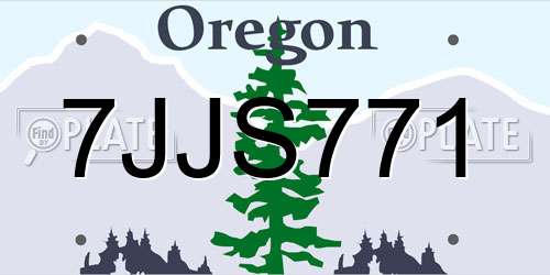 7JJS771 Oregon License Plate