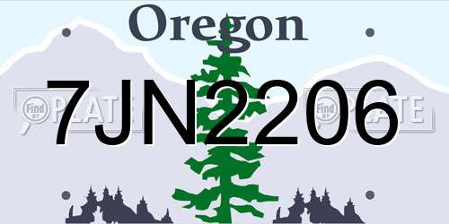 7JN2206 Oregon License Plate