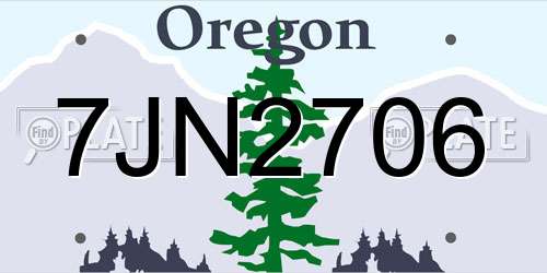 7JN2706 Oregon License Plate