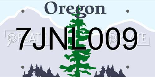 7JNL009 Oregon License Plate