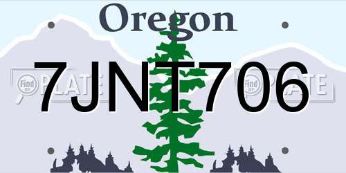 7JNT706 Oregon License Plate