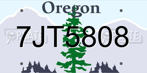 7JT5808 Oregon License Plate