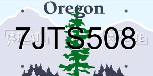 7JTS508 Oregon License Plate
