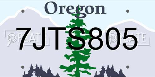7JTS805 Oregon License Plate