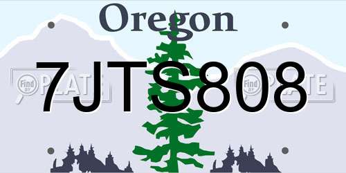 7JTS808 Oregon License Plate