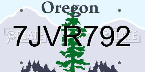 7JVR792 Oregon License Plate