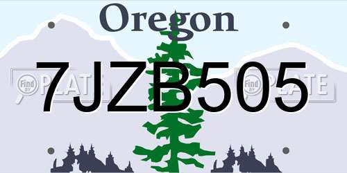 7JZB505 Oregon License Plate