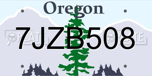 7JZB508 Oregon License Plate