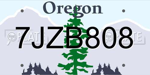 7JZB808 Oregon License Plate