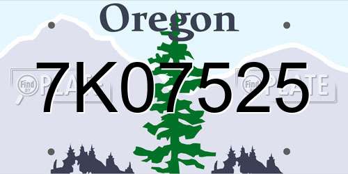 7K07525 Oregon License Plate