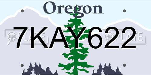7KAY622 Oregon License Plate
