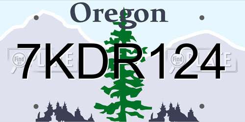 7KDR124 Oregon License Plate