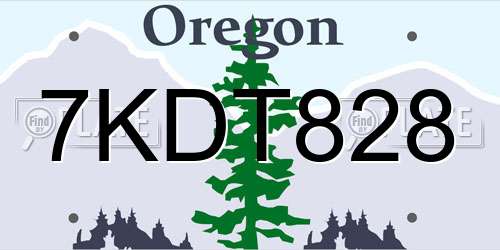 7KDT828 Oregon License Plate