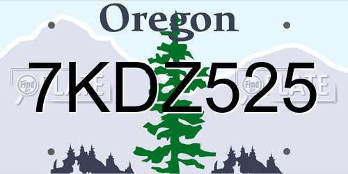 7KDZ525 Oregon License Plate