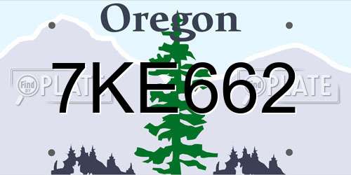7KE662 Oregon License Plate