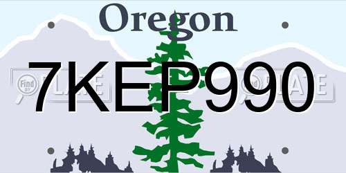 7KEP990 Oregon License Plate
