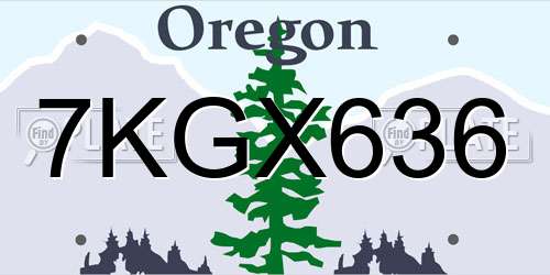 7KGX636 Oregon License Plate