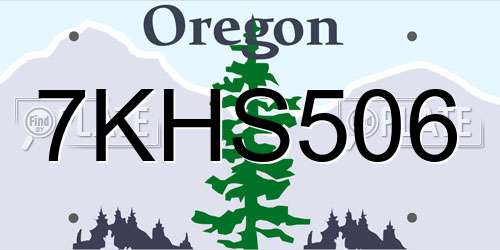 7KHS506 Oregon License Plate