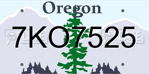 7KO7525 Oregon License Plate
