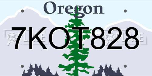 7KOT828 Oregon License Plate