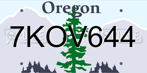 7KOV644 Oregon License Plate