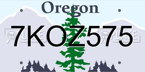 7KOZ575 Oregon License Plate