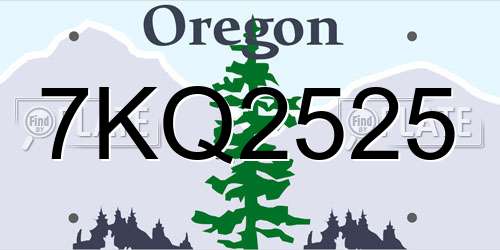 7KQ2525 Oregon License Plate