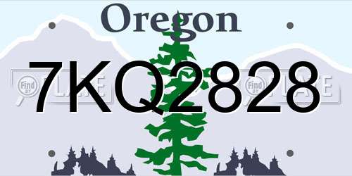 7KQ2828 Oregon License Plate