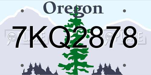 7KQ2878 Oregon License Plate