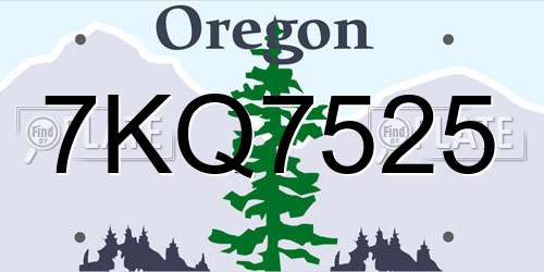 7KQ7525 Oregon License Plate