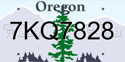 7KQ7828 Oregon License Plate