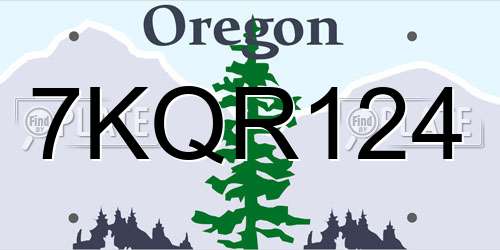 7KQR124 Oregon License Plate