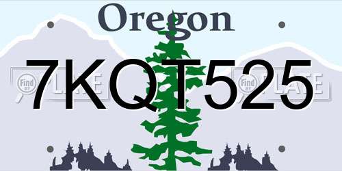 7KQT525 Oregon License Plate
