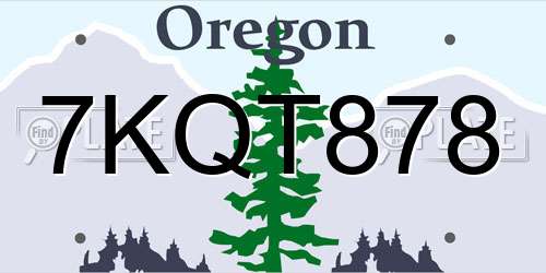 7KQT878 Oregon License Plate