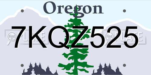 7KQZ525 Oregon License Plate