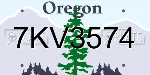 7KV3574 Oregon License Plate