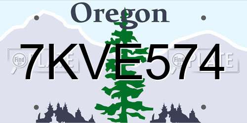 7KVE574 Oregon License Plate