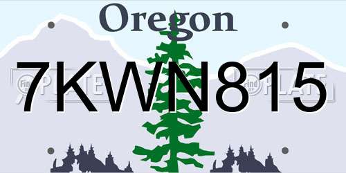 7KWN815 Oregon License Plate