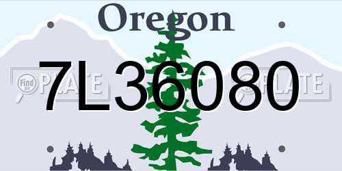 7L36080 Oregon License Plate
